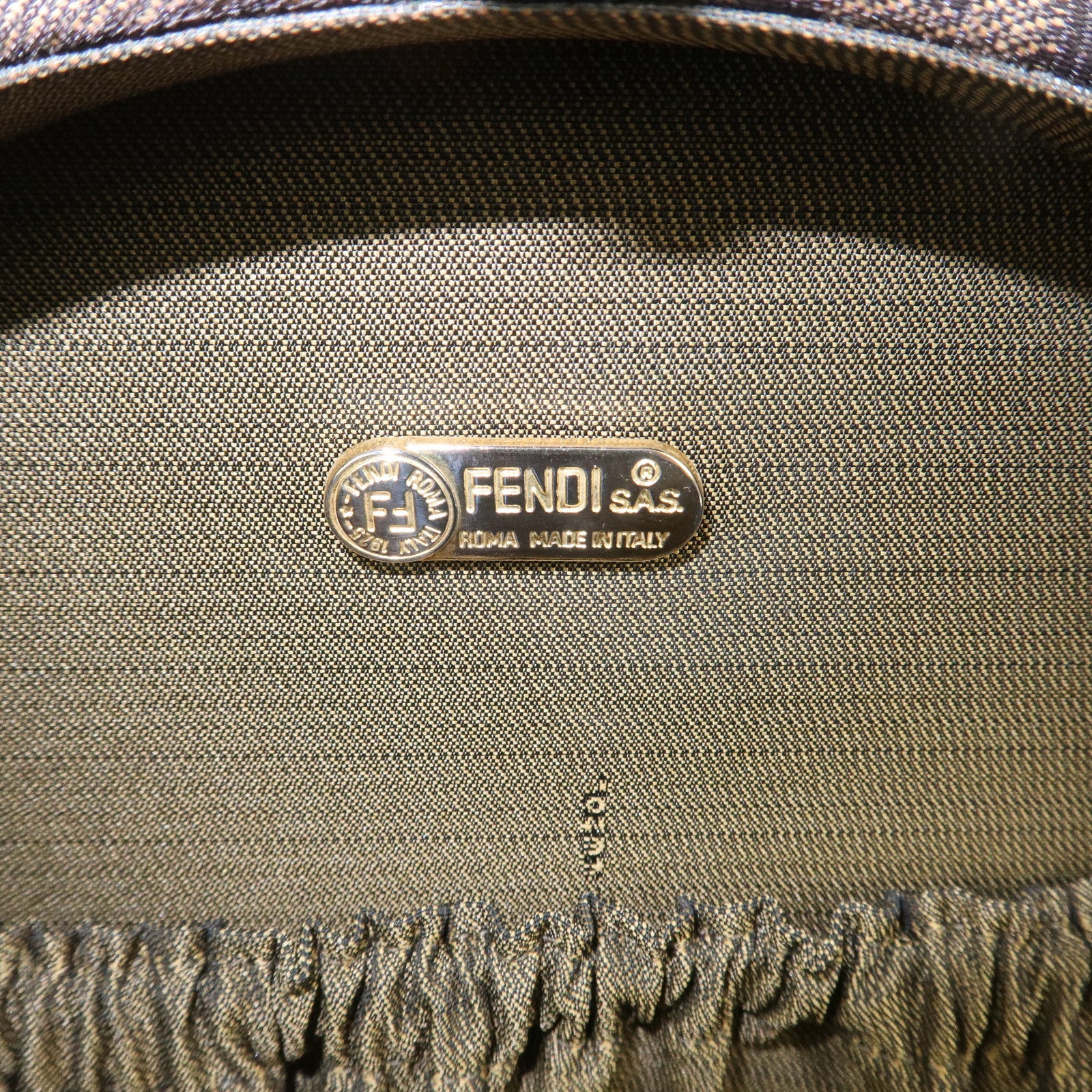 FENDI Zucca Canvas Leather 2Way Hand Bag Shoulder Bag Brown Black