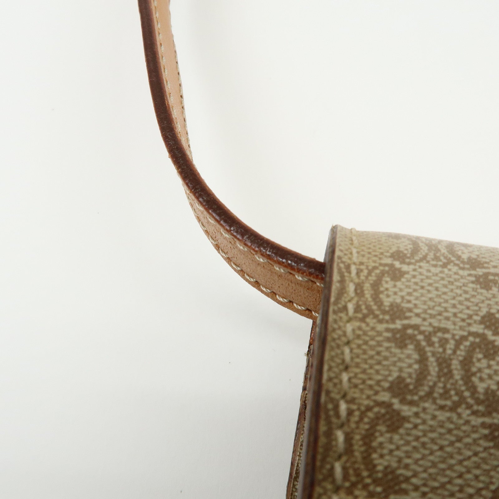 CELINE Macadam PVC Leather Shoulder Bag Clutch Bag Beige