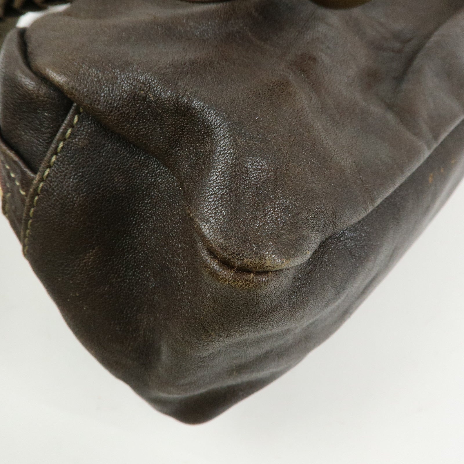 Chloe Leather Shoulder Bag Mini Boston Bag Brown