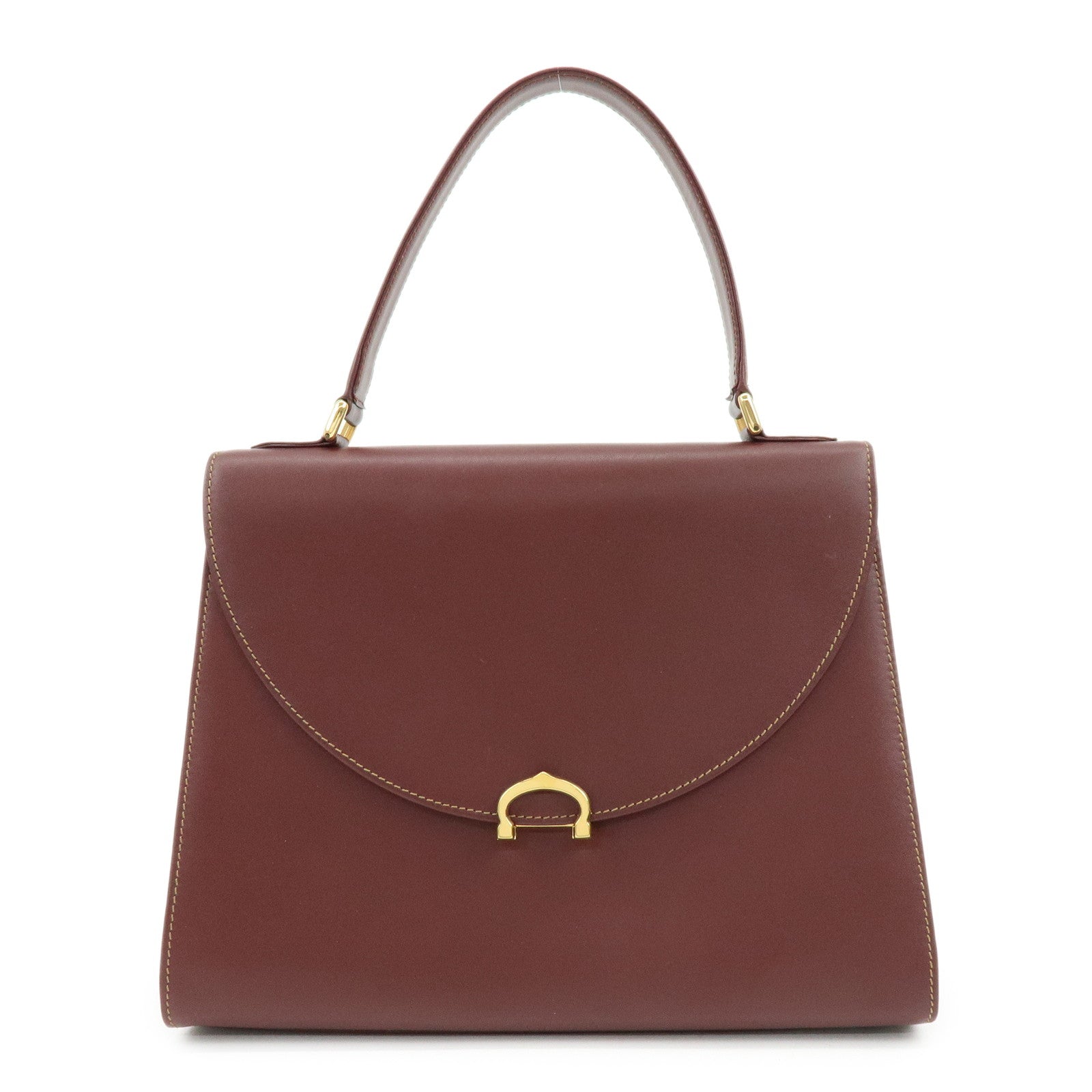 Cartier Must de Cartier Calf Skin Hand Bag Tote Bag Bordeaux