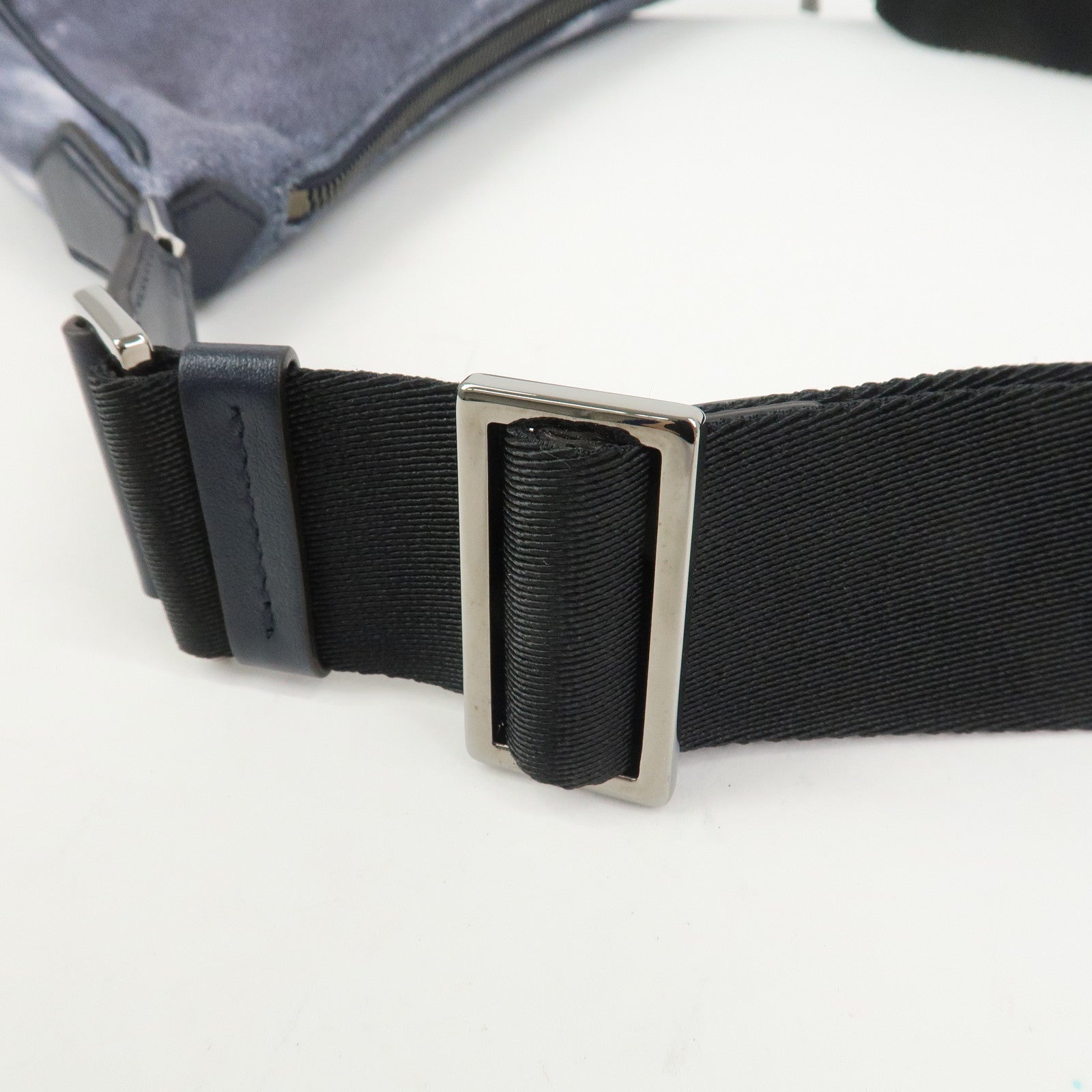 JIMMY CHOO Logo Canvas Leather Shoulder Bag Crossbody Bag Navy