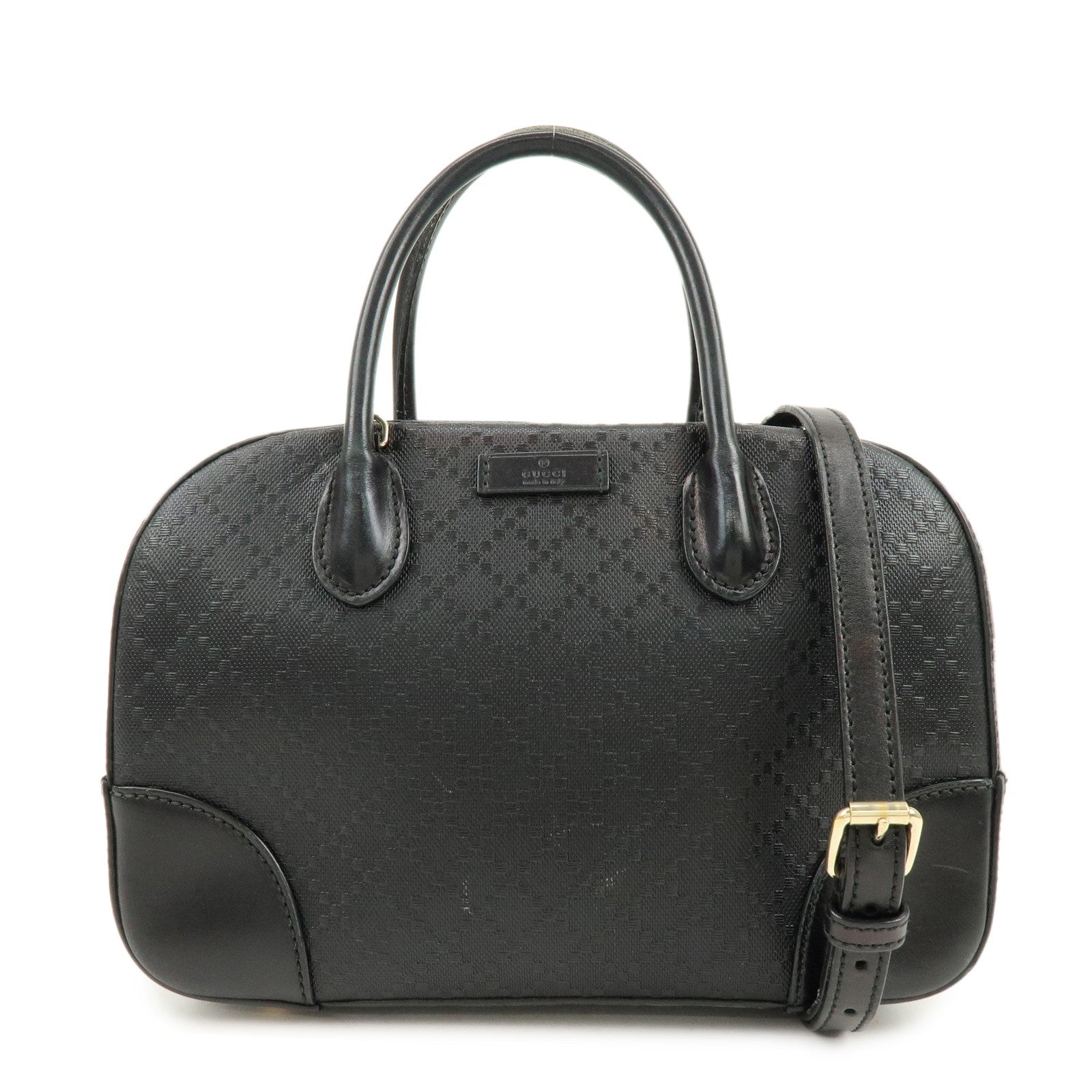 GUCCI Diamante Leather 2Way Bag Hand Bag Shoulder Bag Black 354224