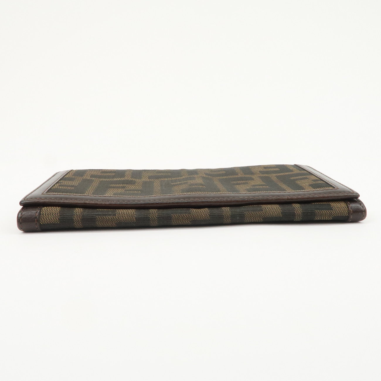 FENDI Zucca Canvas Leather Bi-Fold Long Wallet Brown 30851