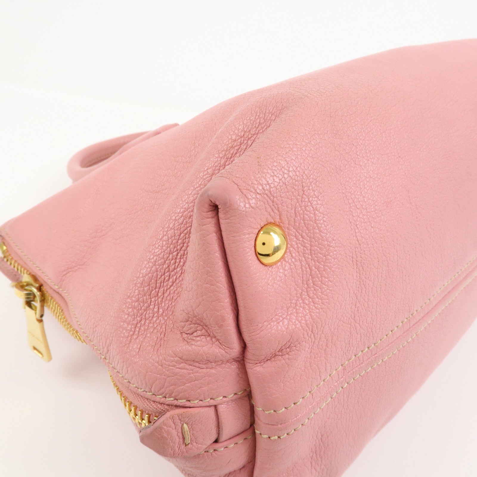 MIU MIU Logo Leather Tote Bag Hand Bag Pink