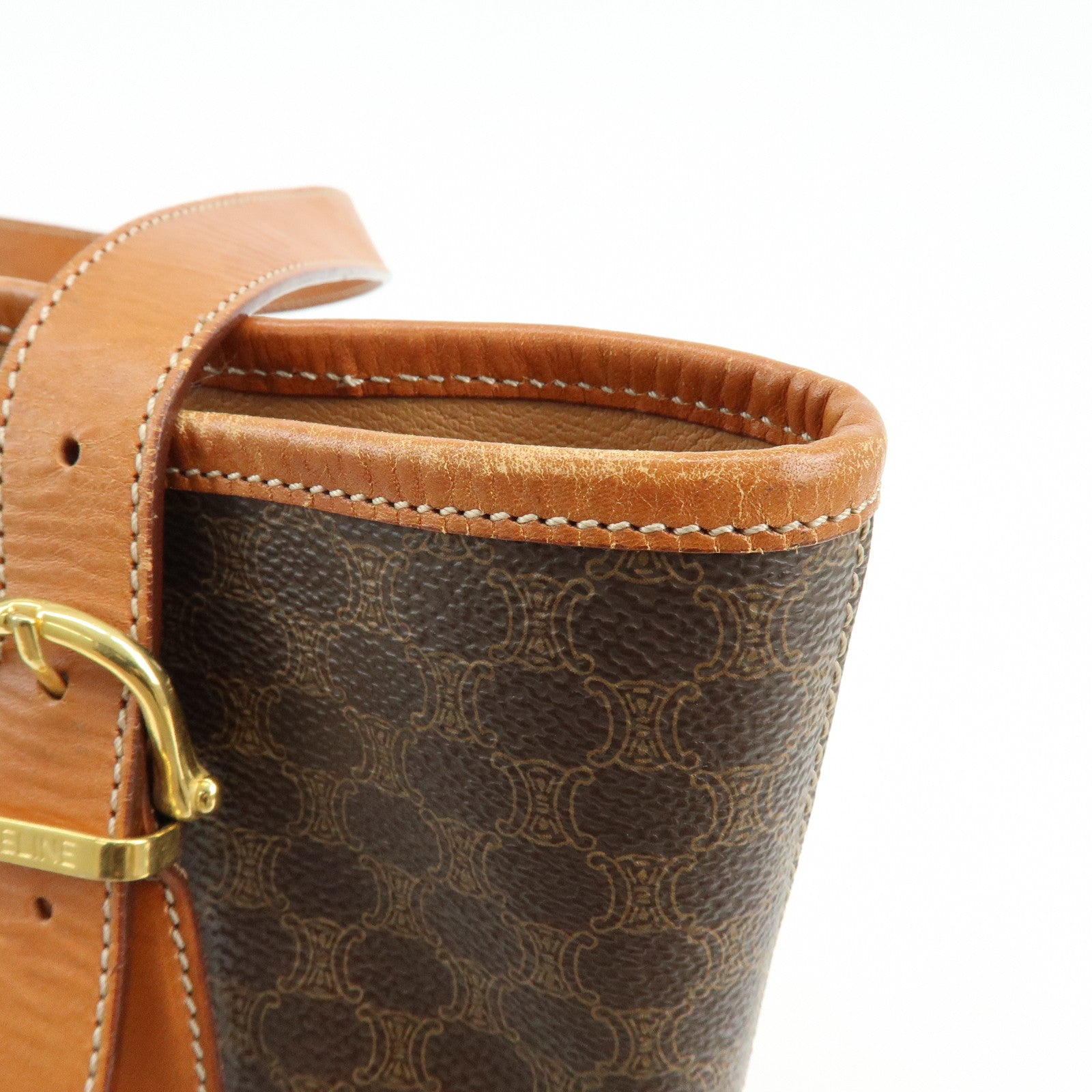 CELINE Macadam PVC Leather Tote Bag Shoulder Bag Brown