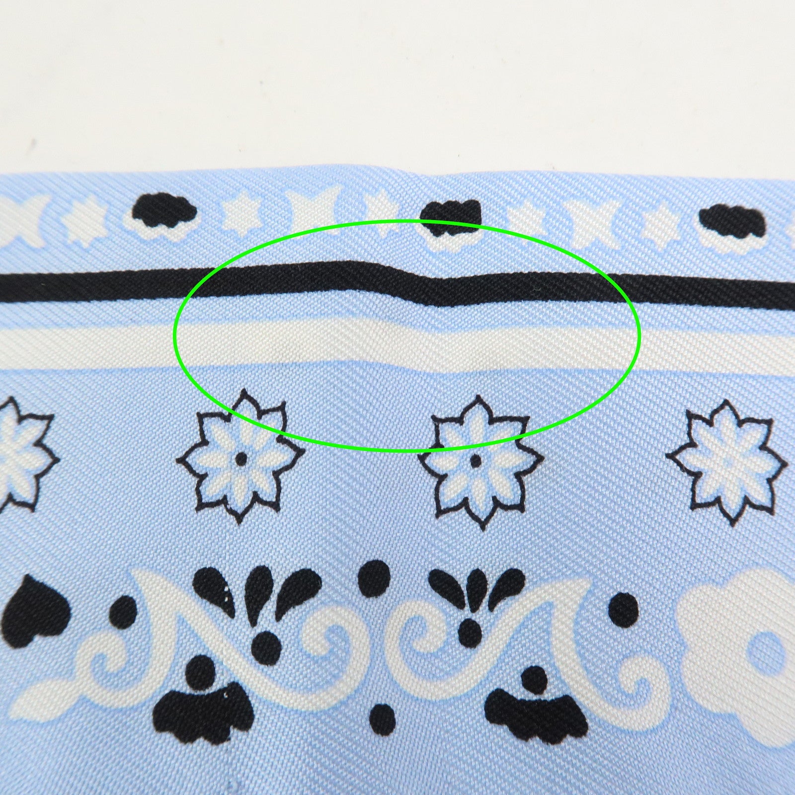 HERMES Twilly Silk 100% Scarf PEUPLE DU VENT Light Blue Black White