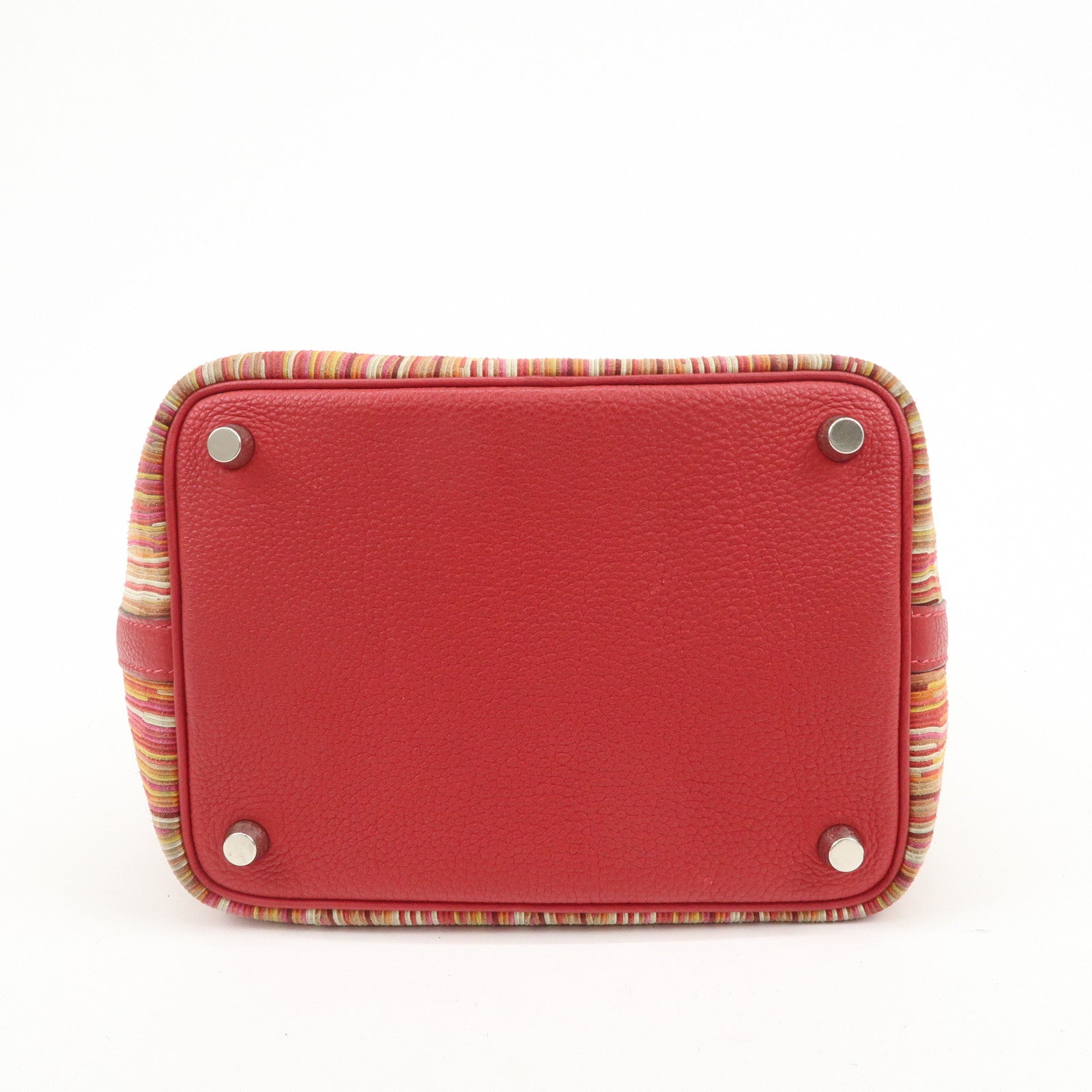 HERMES Deauville Vibrato Picotin Lock PM O Stamped Hand Bag Red