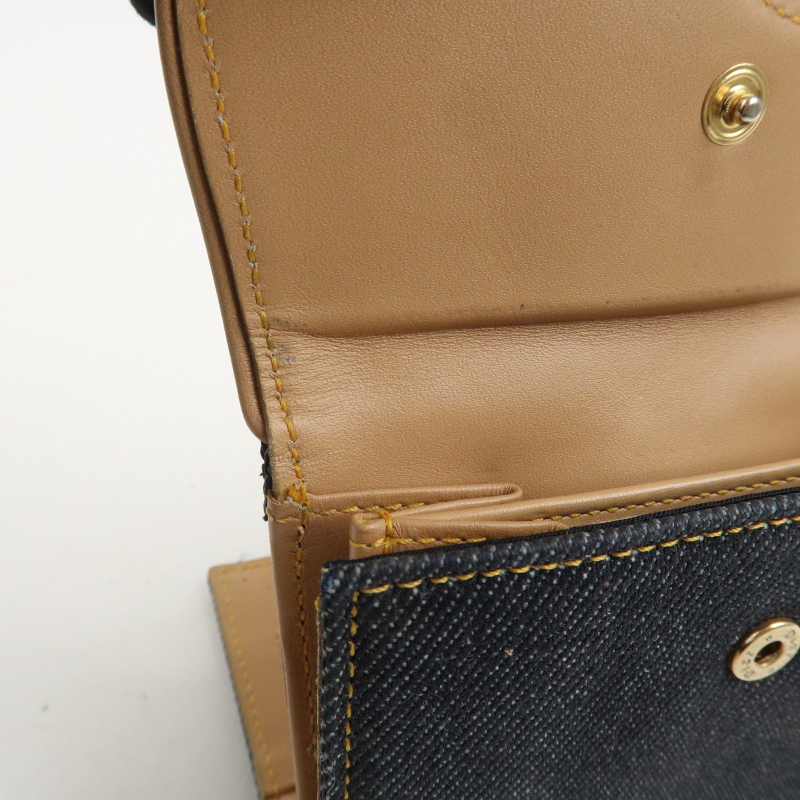 Christian Dior Saddle Denim Leather Compact Wallet Indigo Blue