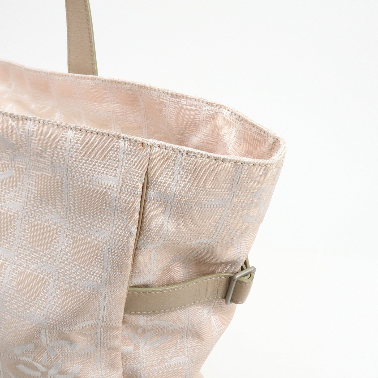 CHANEL New Travel Line Nylon Jacquard Leather Tote Bag TGM A15826