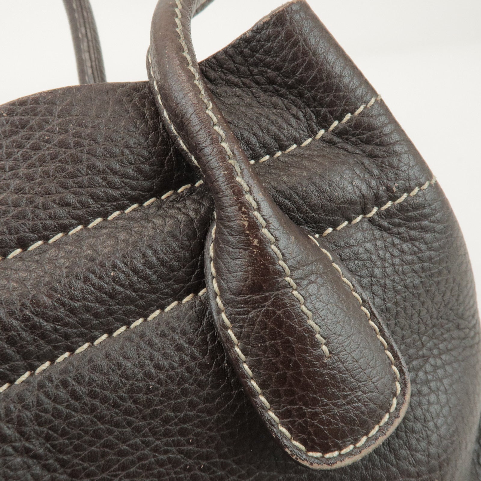 TOD'S Leather Shoulder Bag Hand Bag Dark Brown