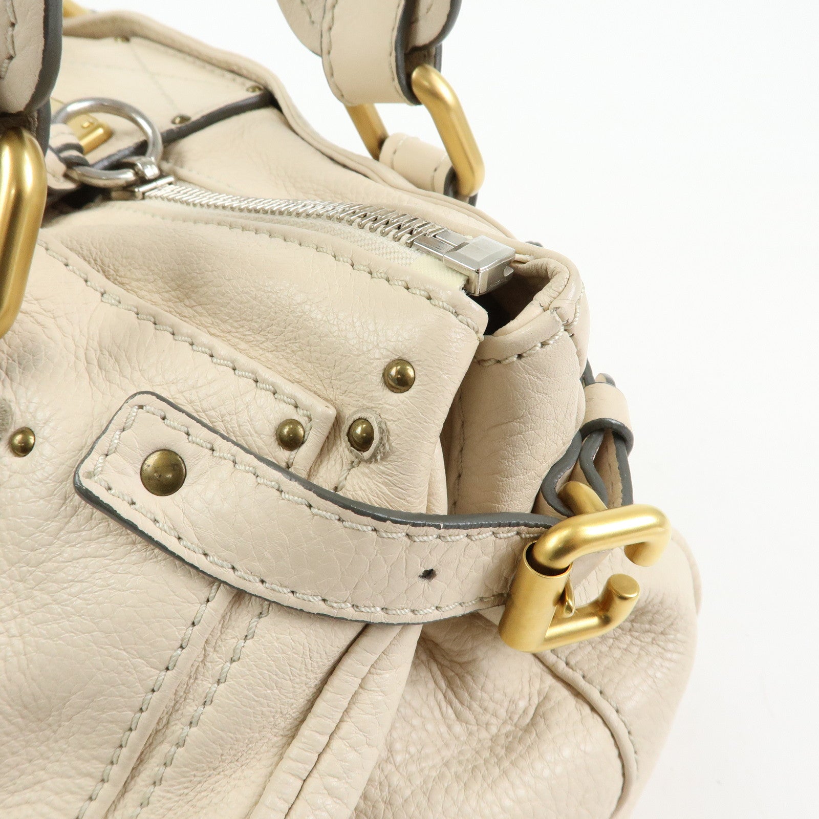 Chloe Paddington Leather Medium Hand Bag Shoulder Bag Ivory