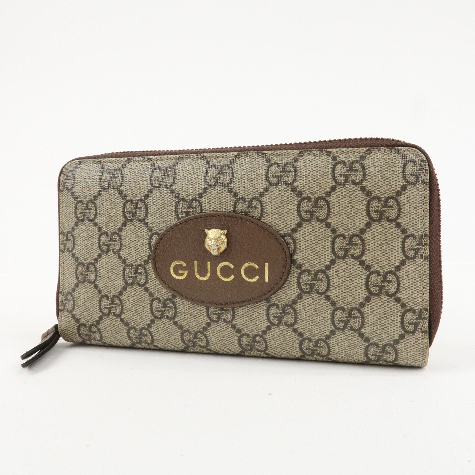 GUCCI Neo Vintage GG Supreme Round Zippy Long Wallet Beige 473953