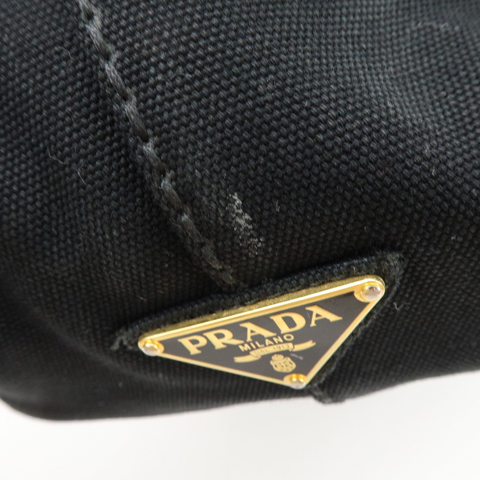 PRADA Logo Canapa Canvas 2Way Bag Tote Bag Hand Bag Black B1877G