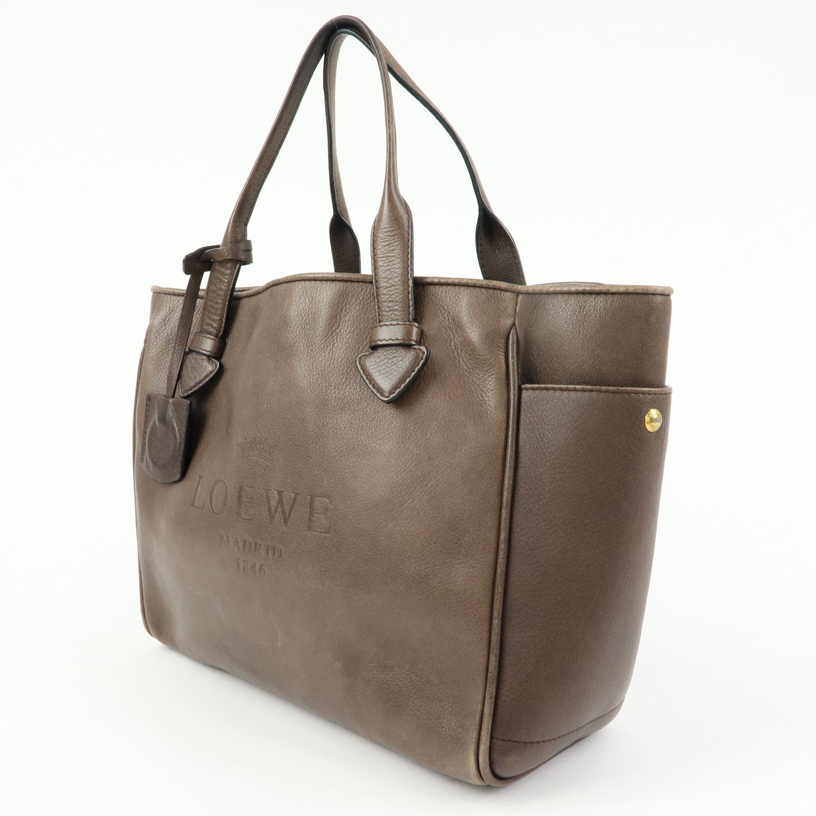 LOEWE MADRID1846 Leather Tote Bag Hand Bag Brown