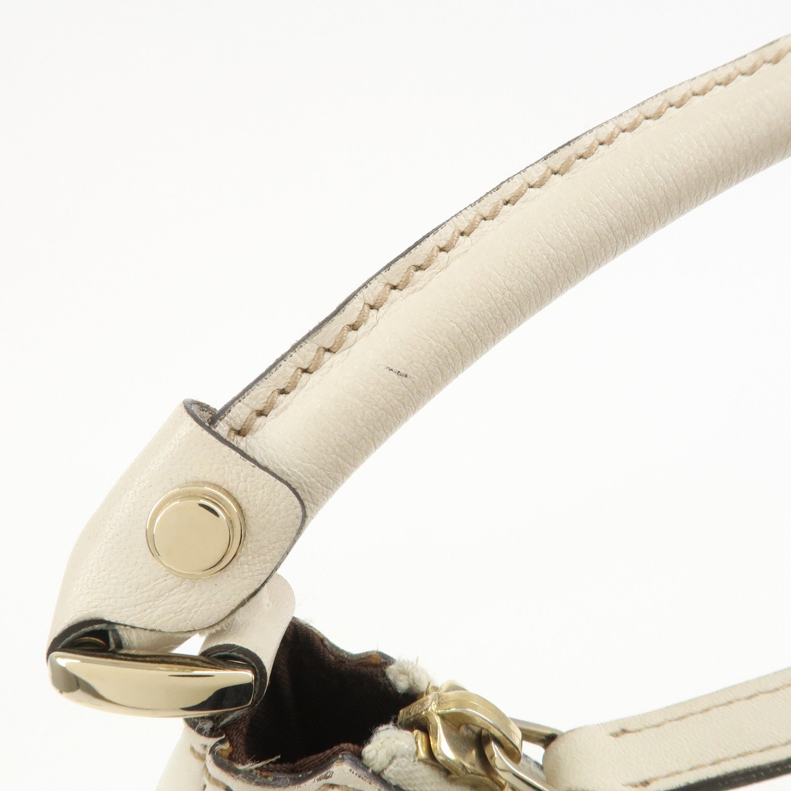 GUCCI Abbey GG Monogram Canvas Leather Shoulder Bag Beige 189833