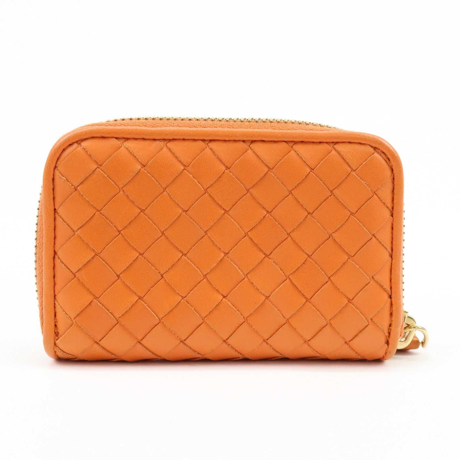 BOTTEGA VENETA Intrecciato Lamb Skin Coin Case Orange 114075
