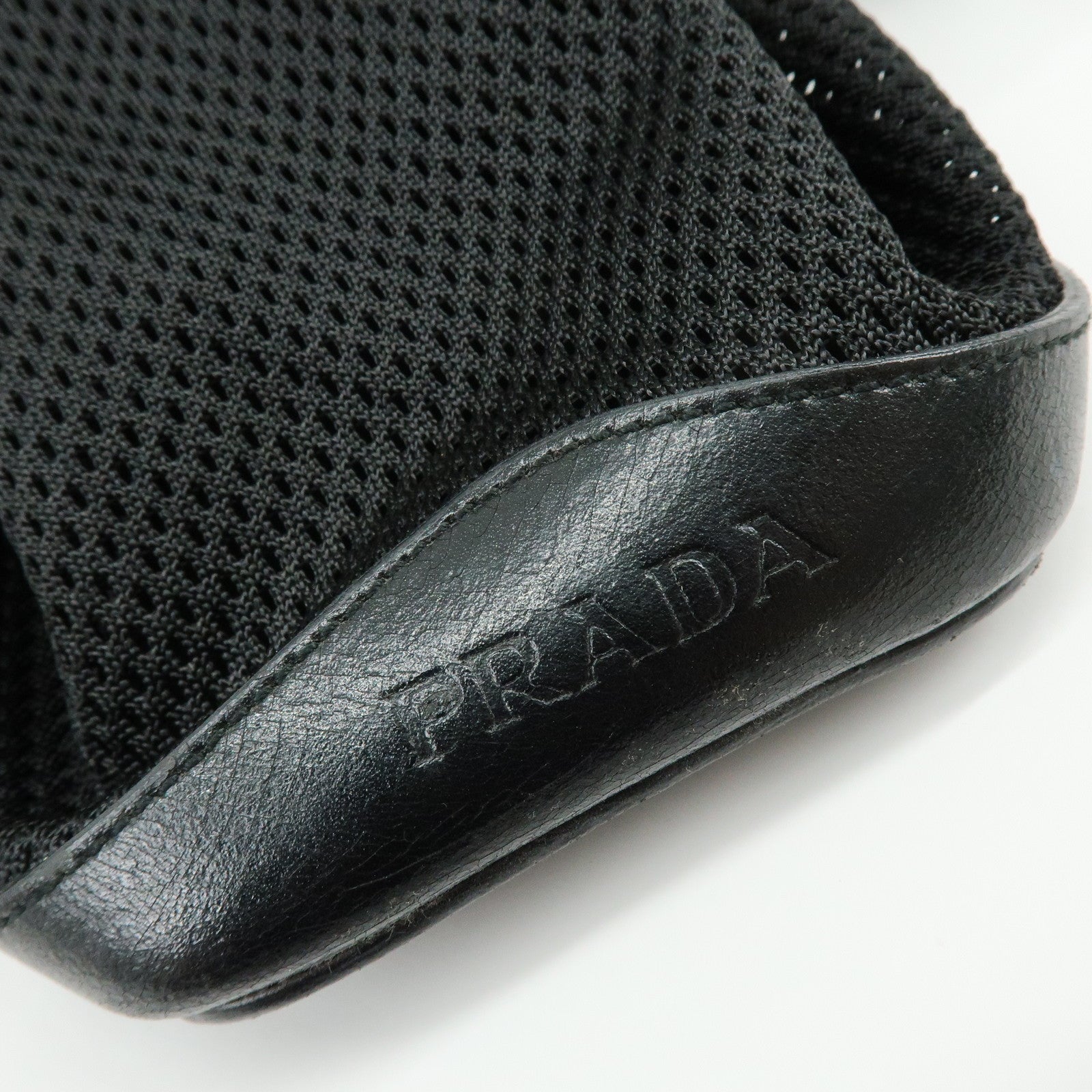 PRADA Mesh Leather Tote Bag Shoulder Bag Black