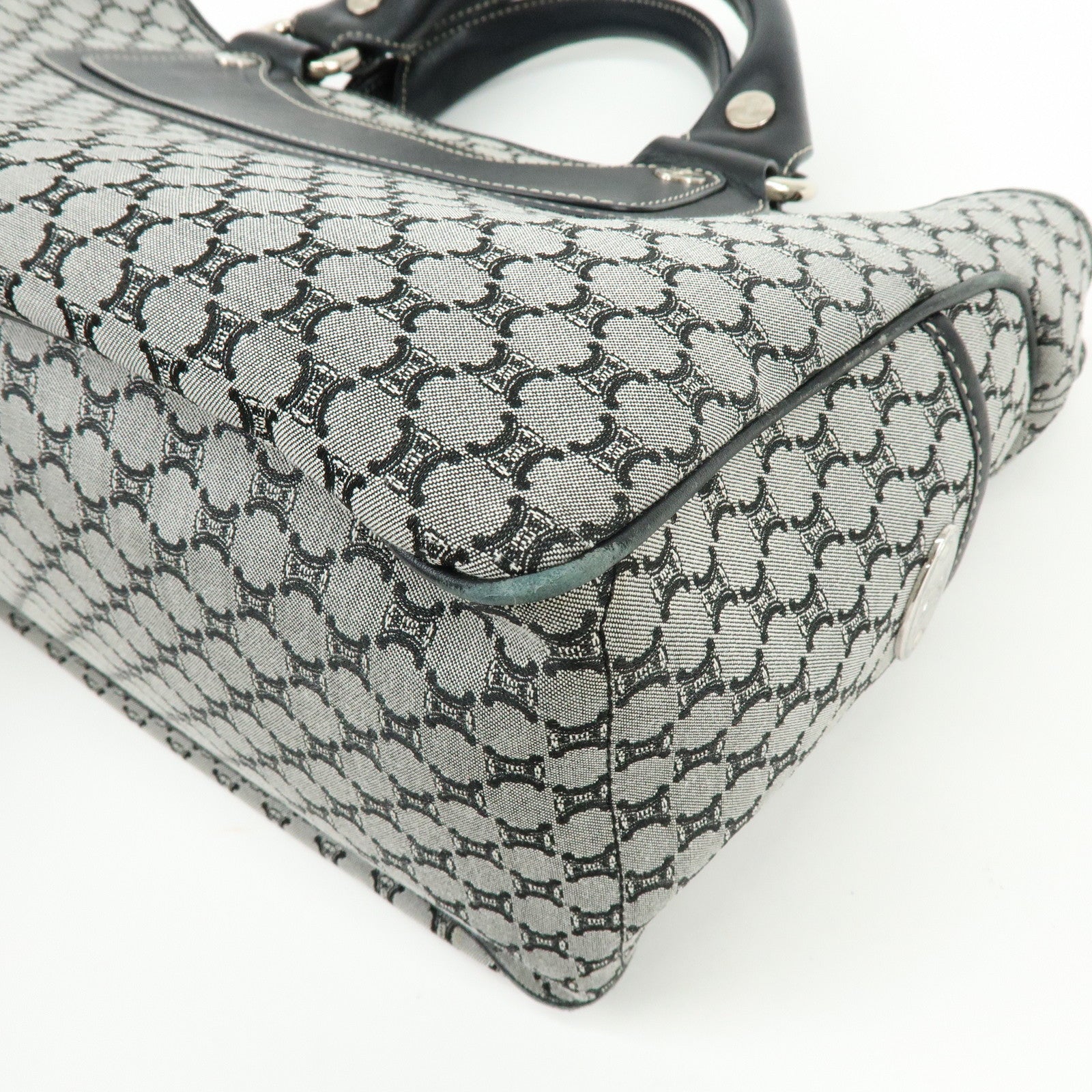 CELINE Macadam Canvas Leather Boogie Bag Hand Bag Navy