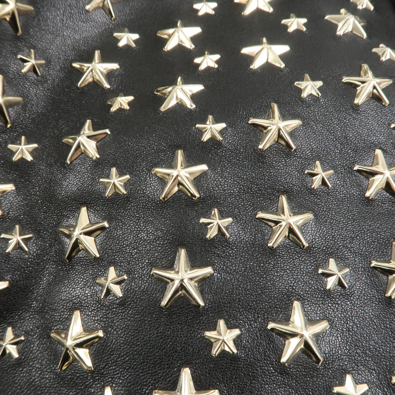 JIMMY CHOO Leather Star Studs Tote Bag Hand Bag Black Silver HDW Used