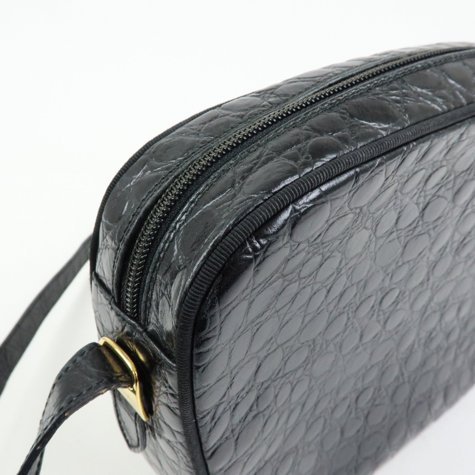 Ferragamo Vara Embossed Leather Shoulder Bag Crossbody Bag Black