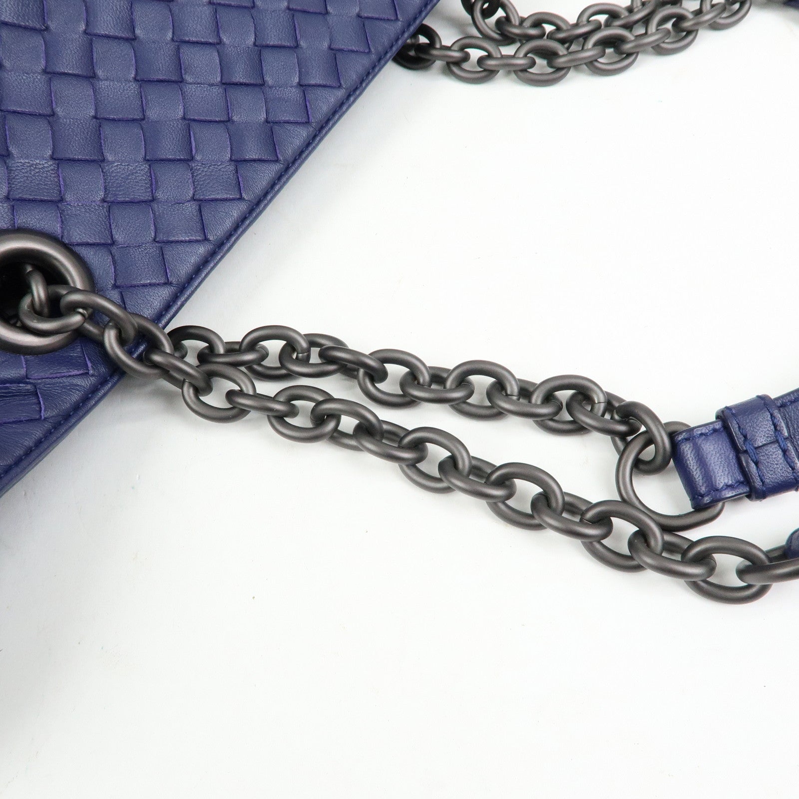 BOTTEGA VENETA Intrecciato Leather Shoulder Bag Tote Bag Blue