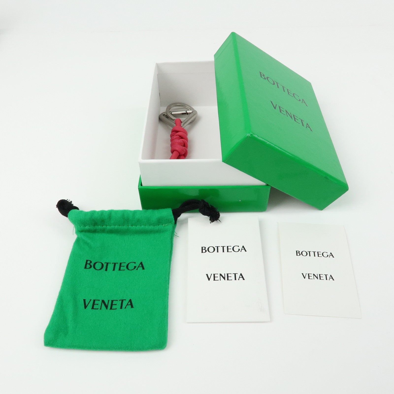 BOTTEGA VENETA Leather Bag Charm Triangle Key Ring Pink 651052