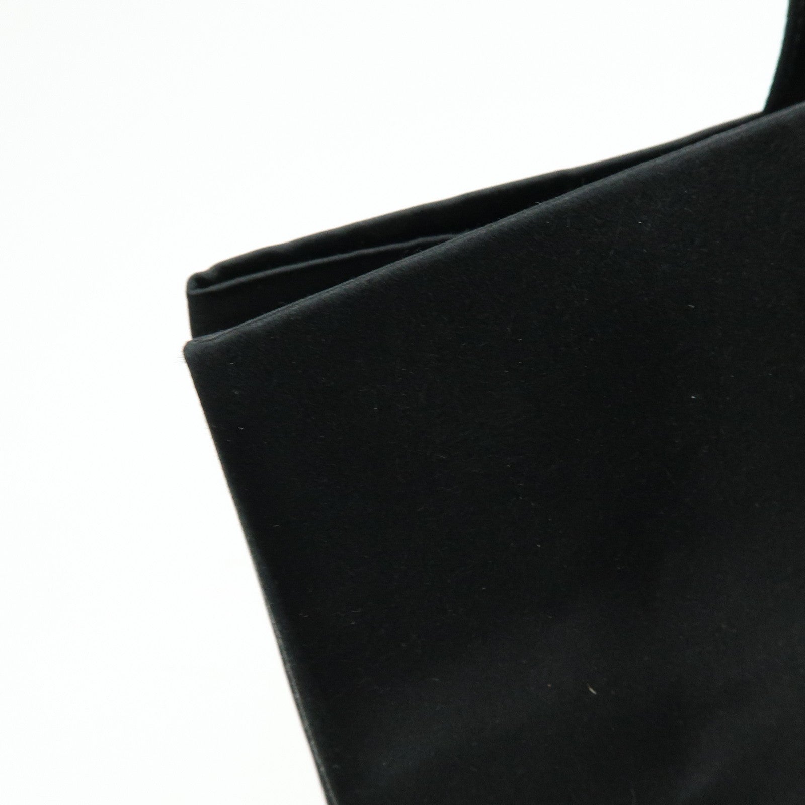 PRADA Triangle Logo Satin Tote Bag Hand Bag Black