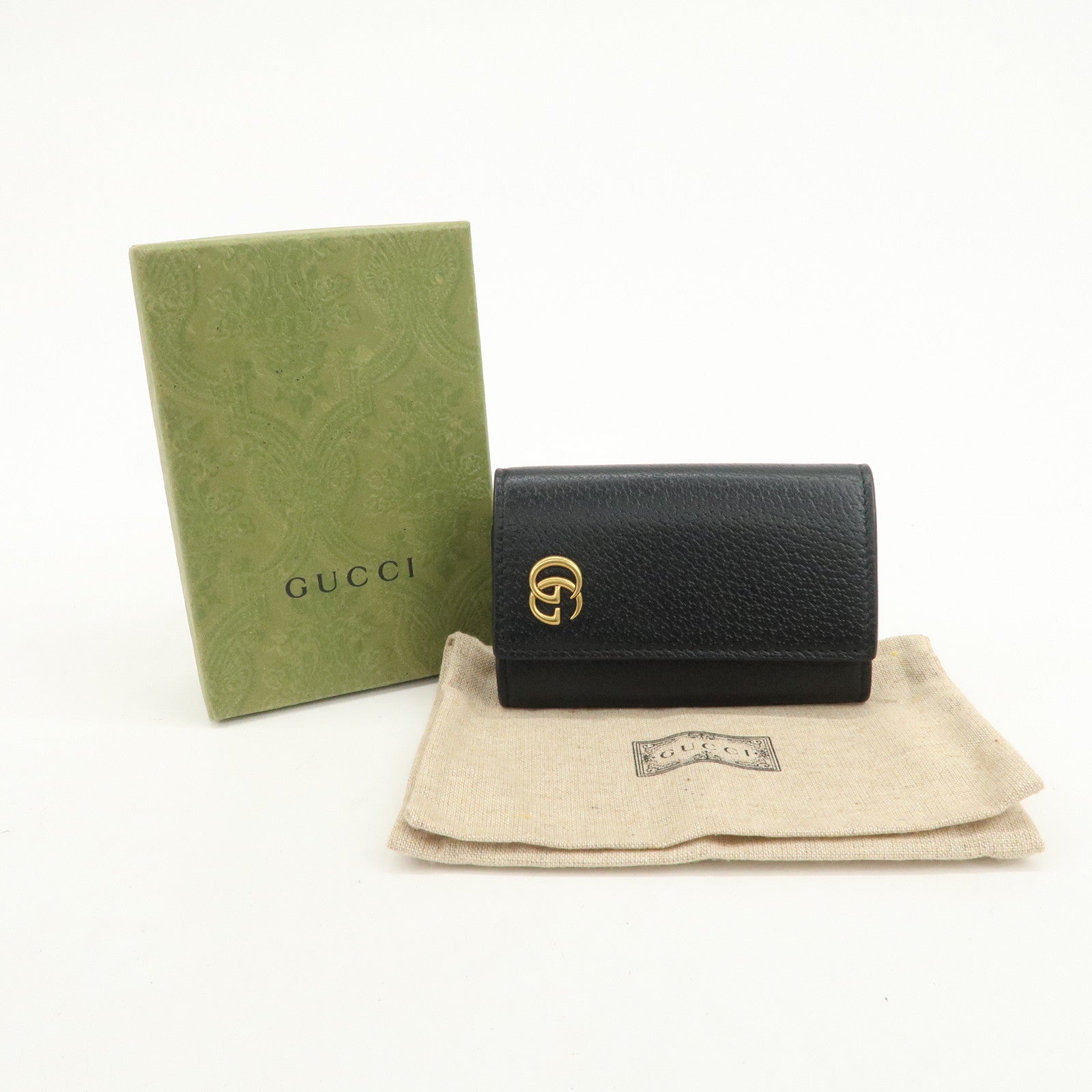 GUCCI GG Marmont Leather 6 Rings Key Case Black 435305