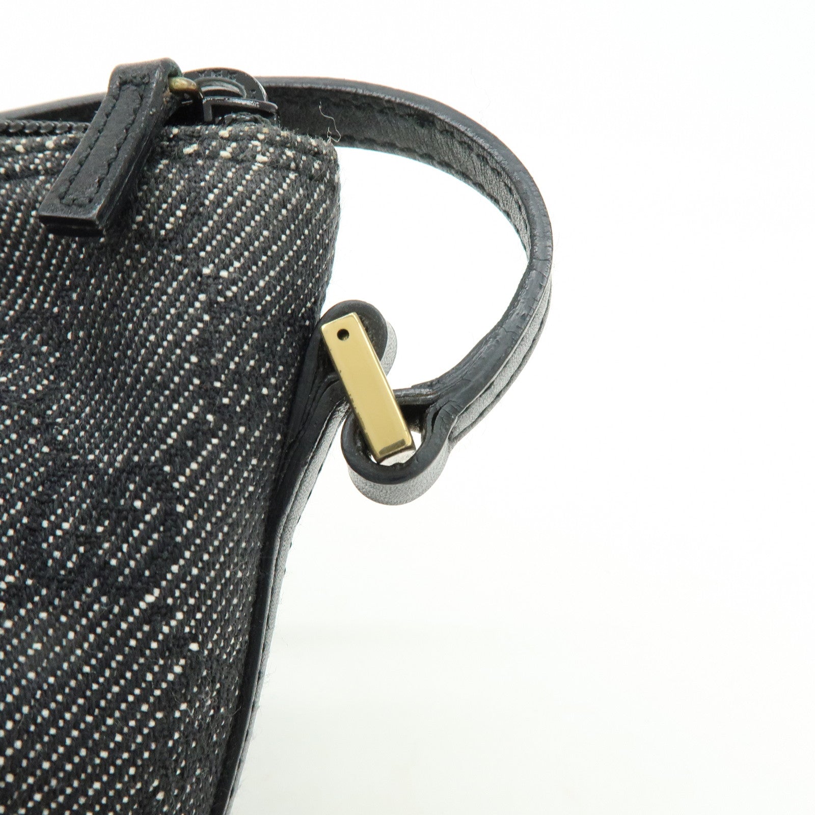 GUCCI Boat Bag GG Canvas Accessory Pouch Hand Bag Black 07198