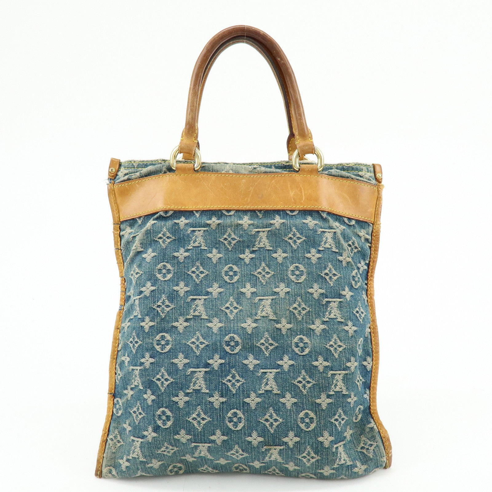 Louis Vuitton Monogram Denim Flat Shopper Tote Bag Blue M95018