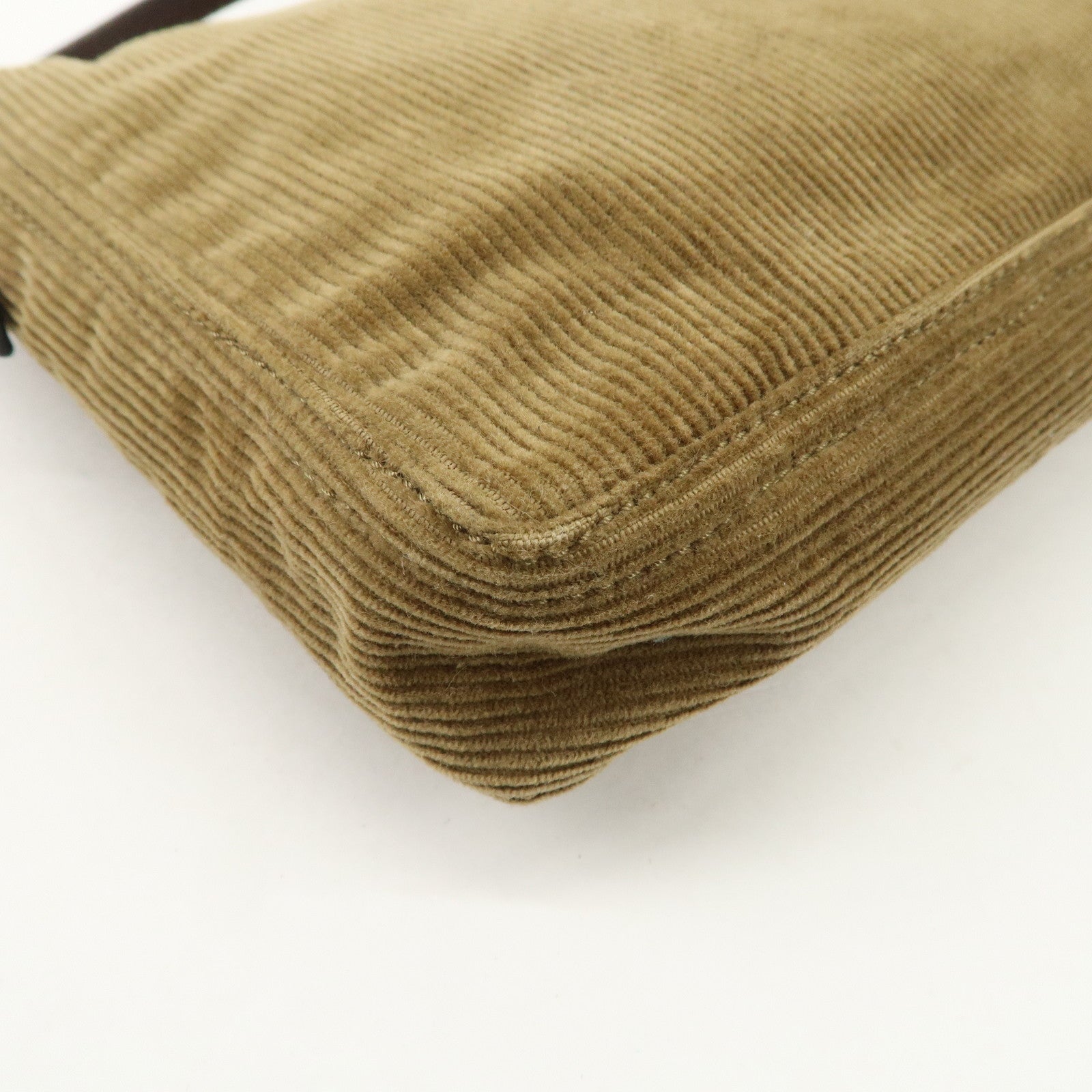 FENDI Logo Corduroy Shoulder Bag Hand Bag Caramel Used