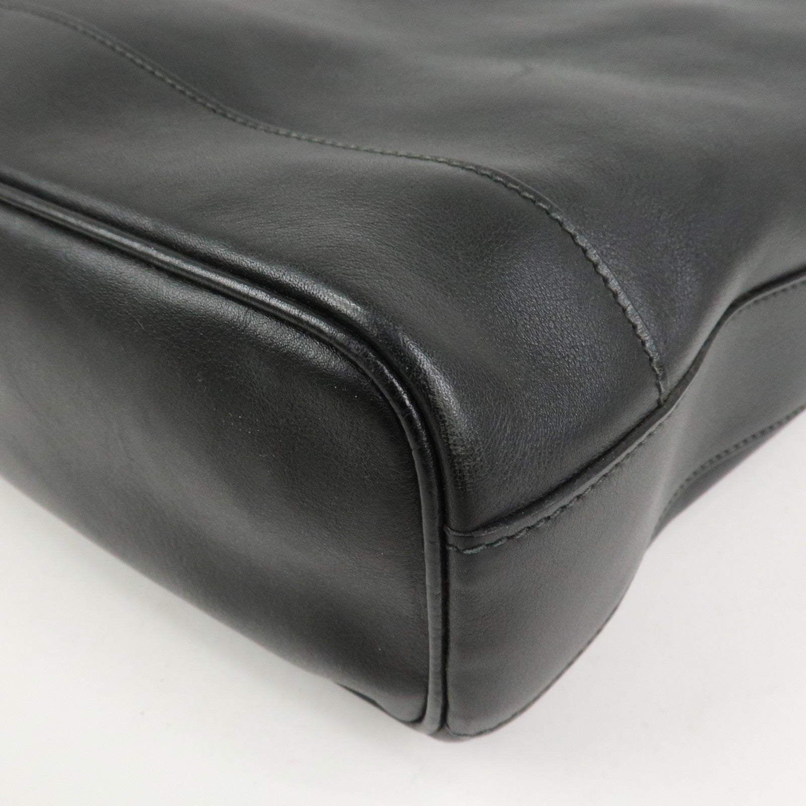 GUCCI Bamboo Leather Shoulder Bag Black 001.113.1643