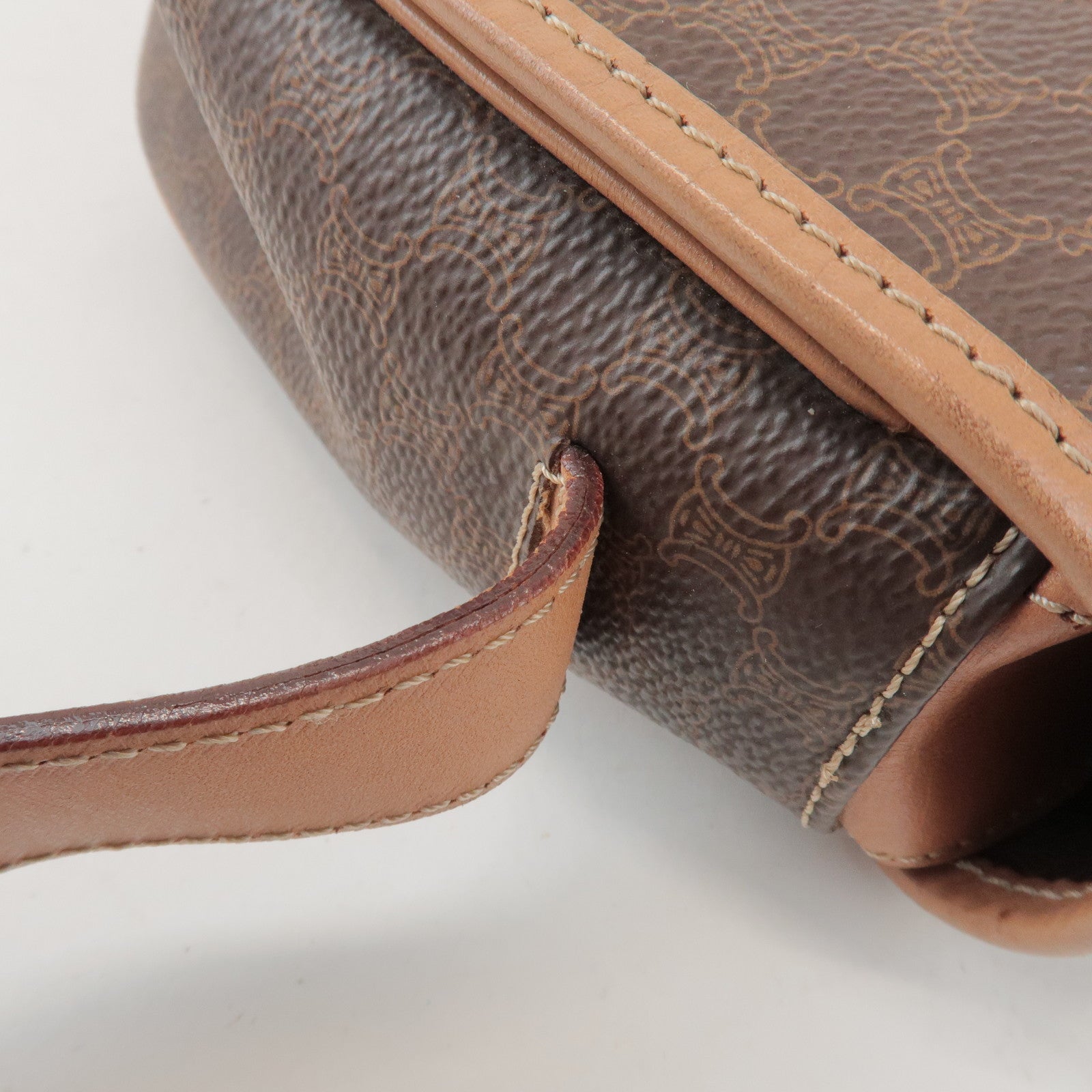 CELINE Macadam PVC Leather Shoulder Bag Crossbody Bag Brown