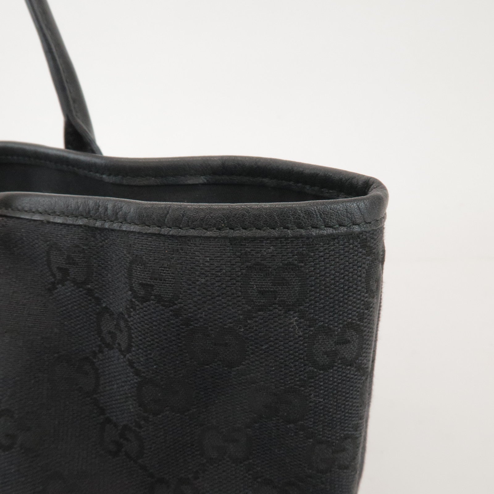 GUCCI New Britt GG Canvas Leather Tote Bag Hand Bag Black 169946
