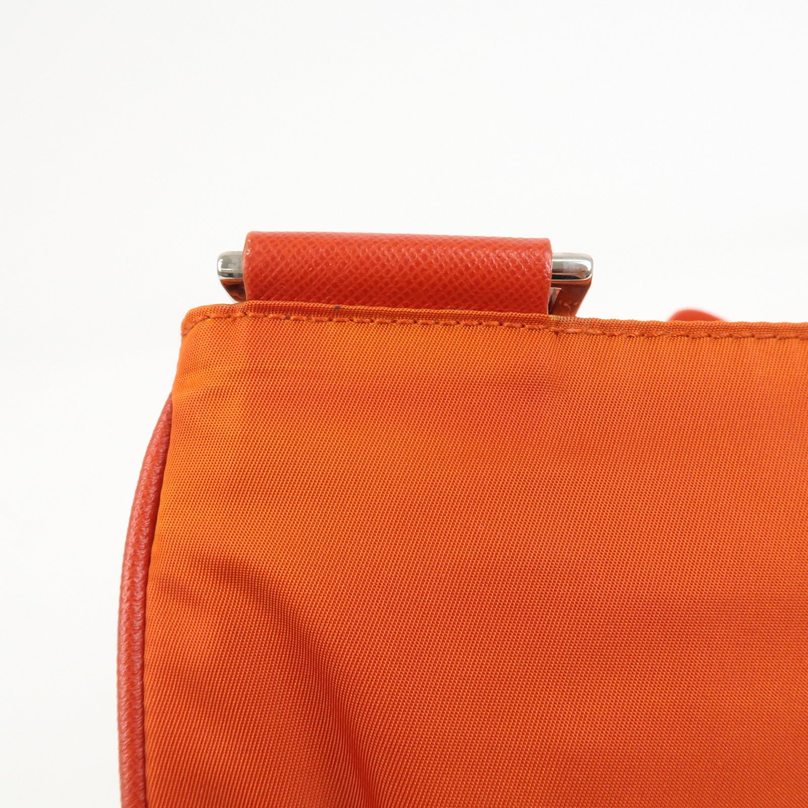 PRADA Triangle Logo Nylon Saffiano Leather Shoulder Bag Orange
