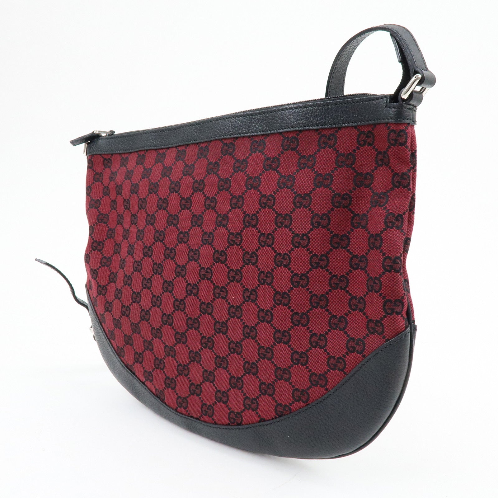 GUCCI GG Canvas Leather Shoulder Bag Crossbody Bag Red Black 272380