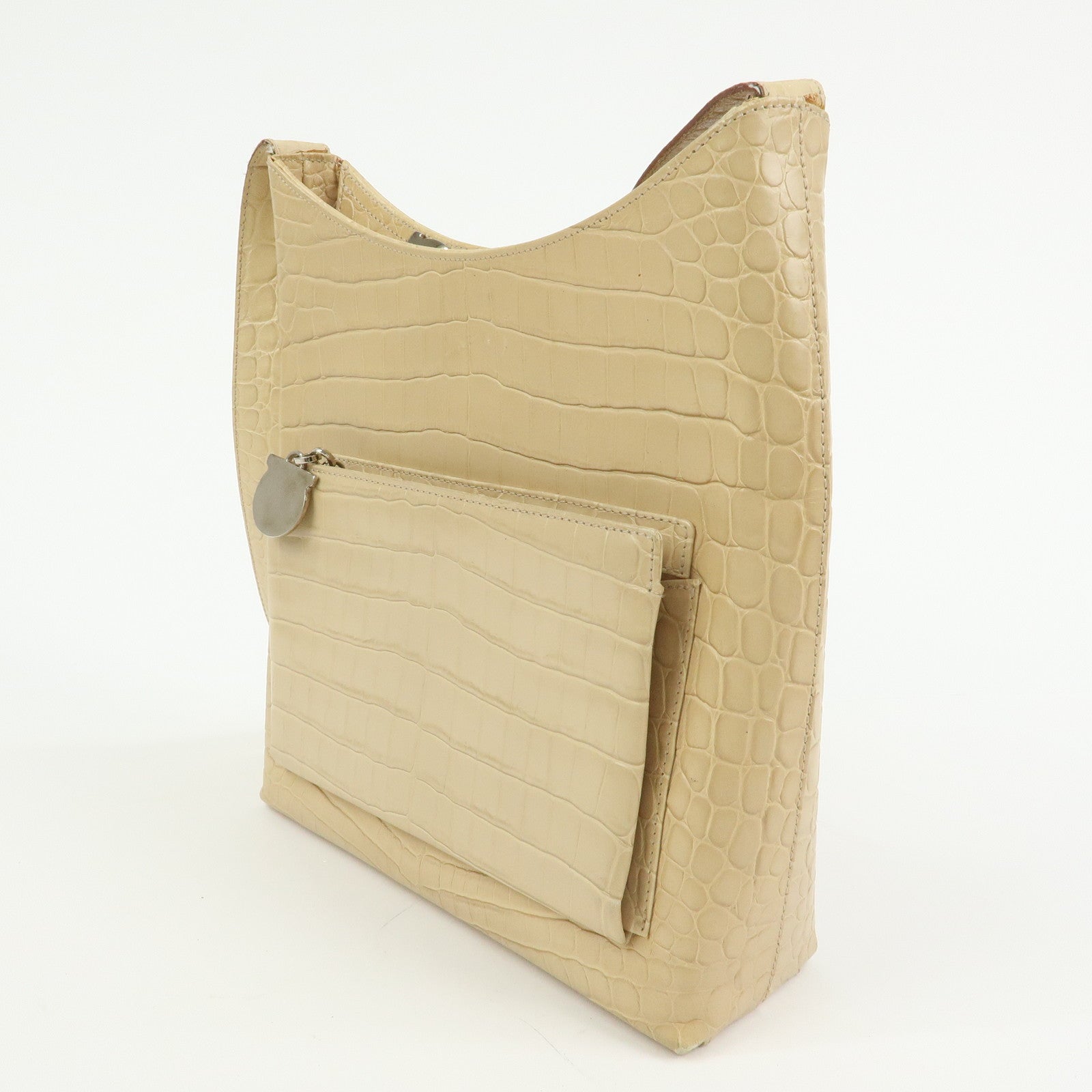 Ferragamo Gancini Embossed Leather Shoulder Bag Beige