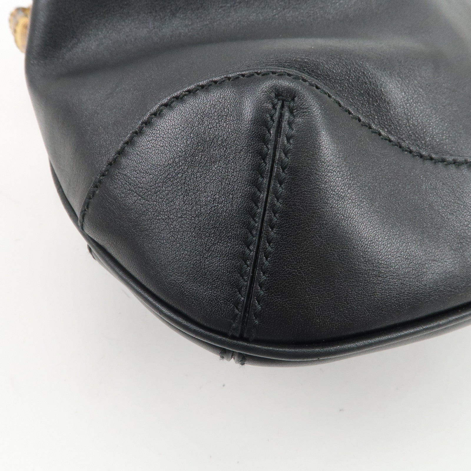 GUCCI Bamboo Leather 2Way Bag Hand Bag Shoulder Bag Black 169961