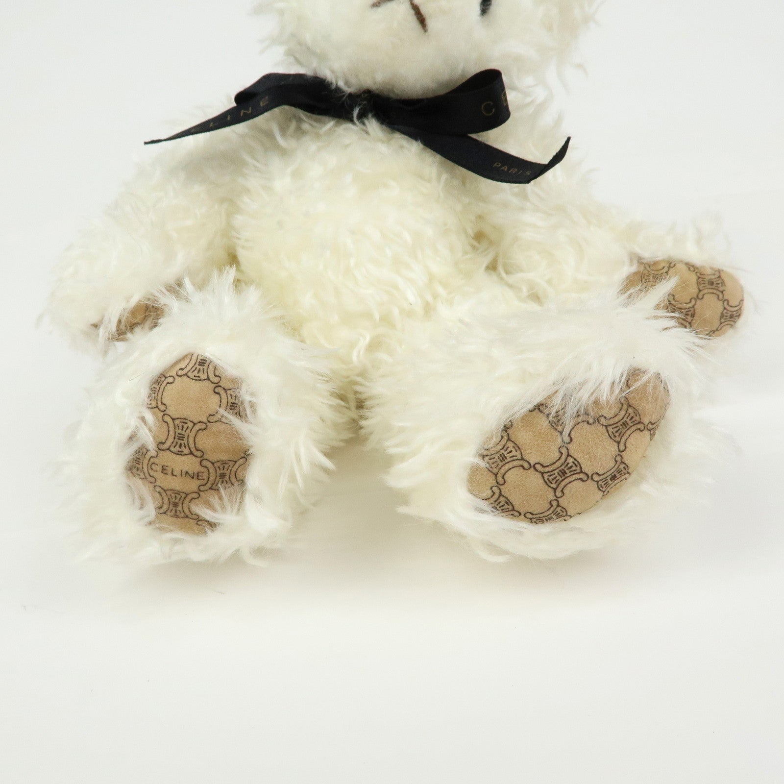 CELINE Macadam Teddy Bear Stuffed Animal White Light Brown