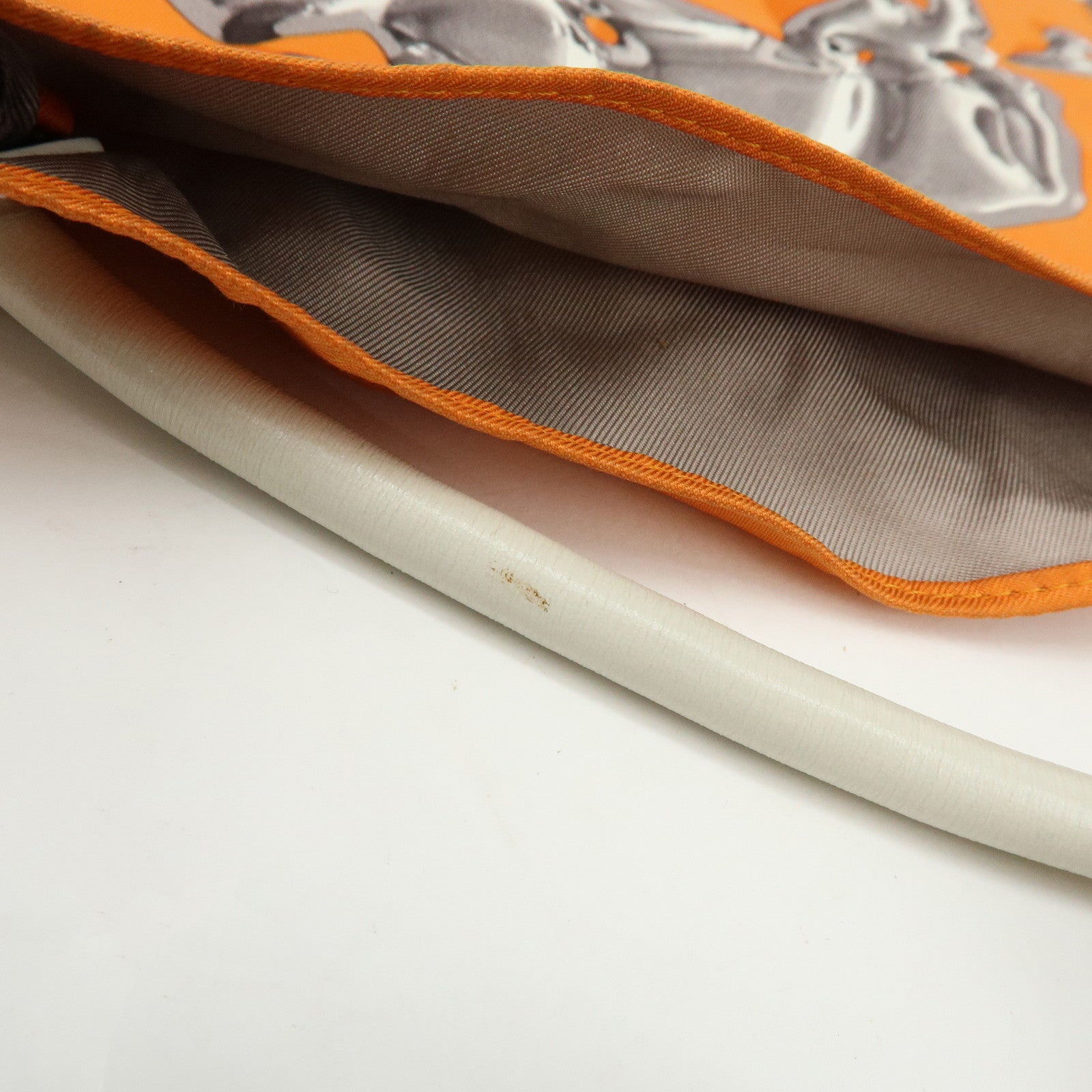 HERMS Silk Leather Silky City PM □O Stamped Shoulder Bag Orange