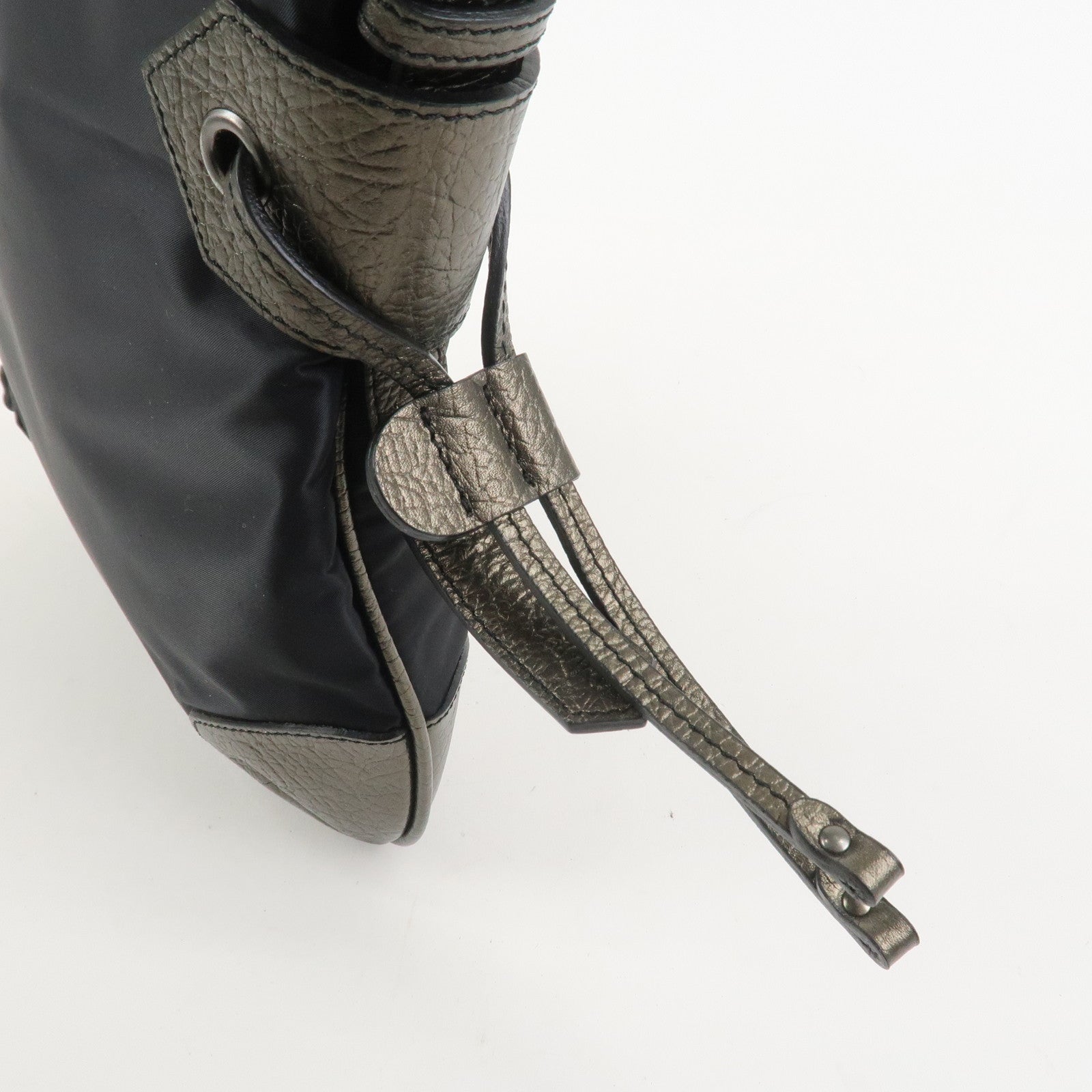 BURBERRY Nylon Leather Shoulder Bag Crossbody Bag Black Bronze