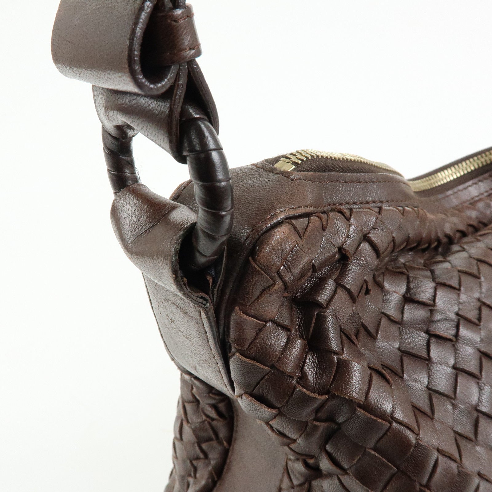 BOTTEGA VENETA Intrecciato Leather Shoulder Bag Brown 115658