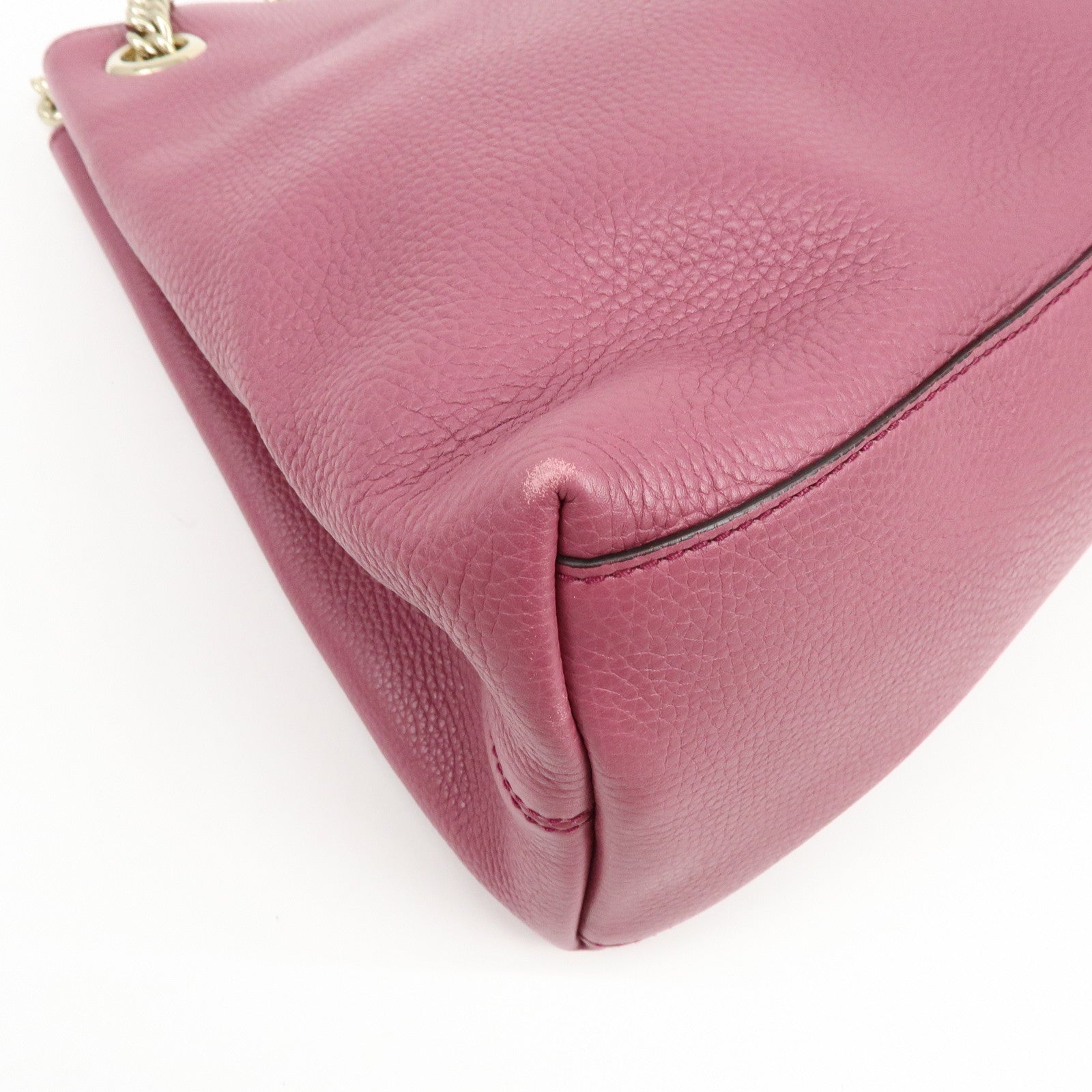 GUCCI SOHO Interlocking G Leather Chain Shoulder Bag Purple 308982