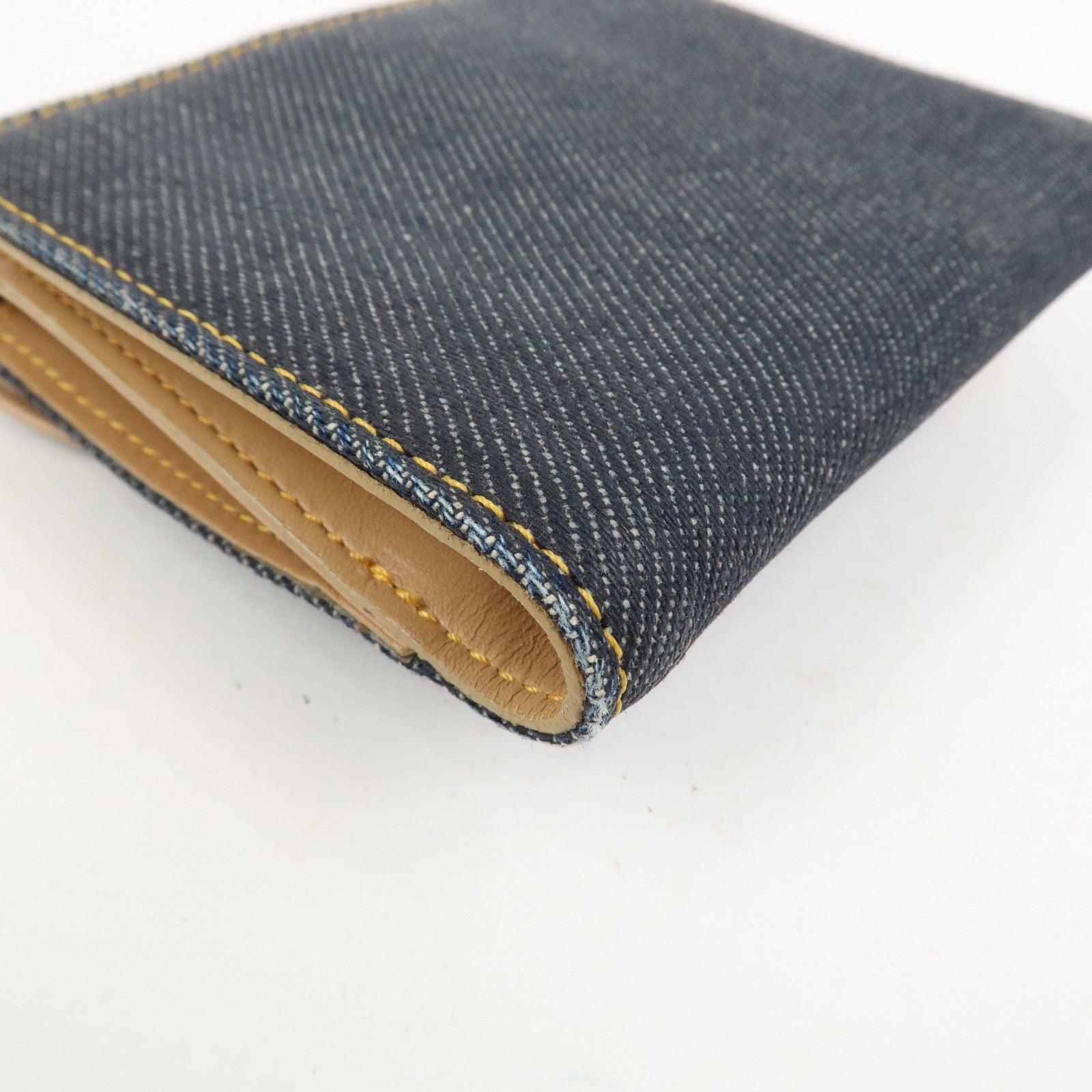 Christian Dior Saddle Denim Leather Compact Wallet Indigo Blue