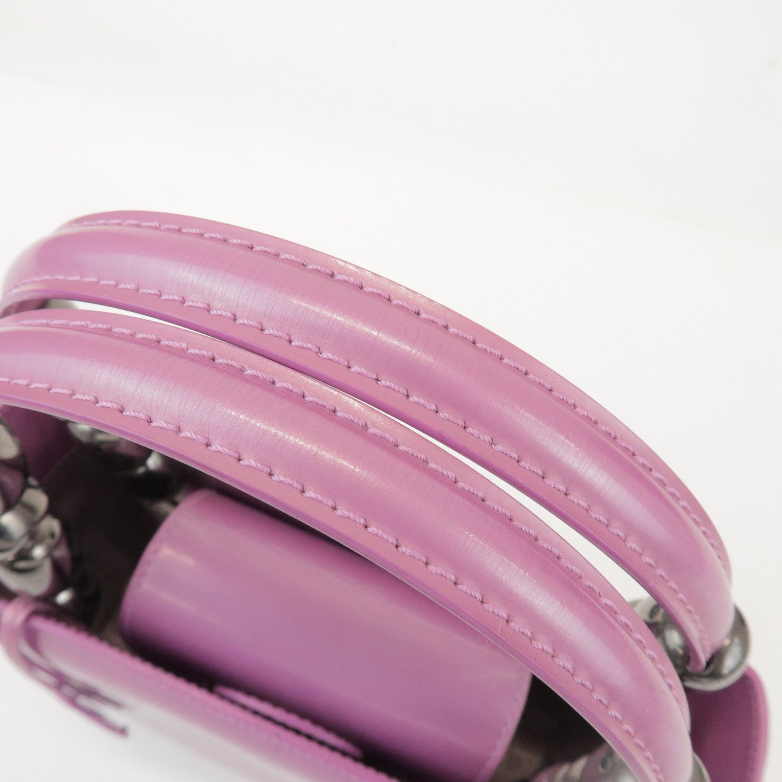 Christian Dior Maris Pearl Patent Leather Hand Bag Purple