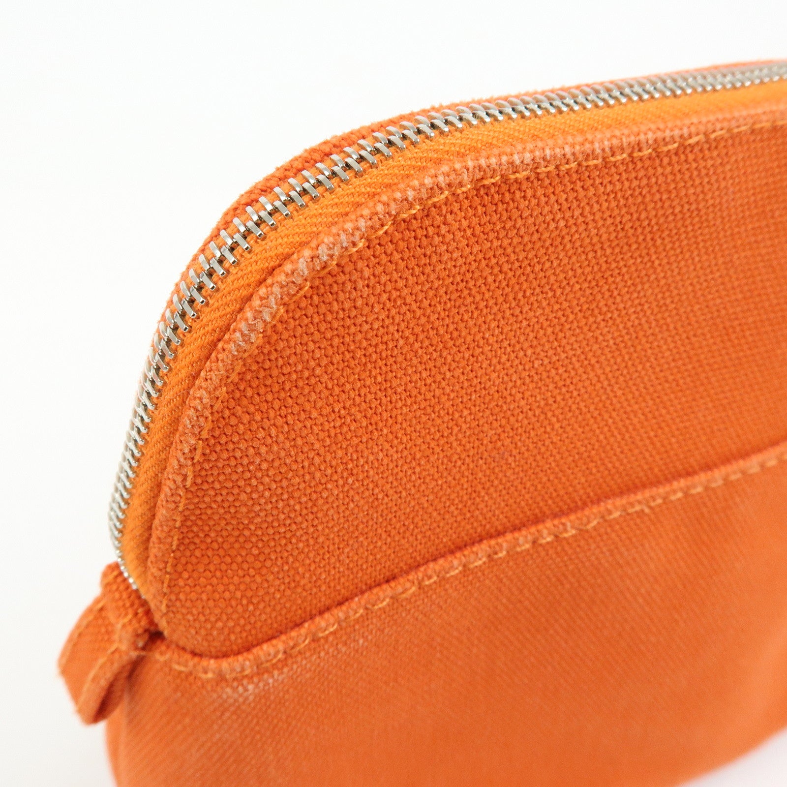 HERMES Bolide Pouch 20 Toile H Canvas Pouch Cosmetic Pouch Orange