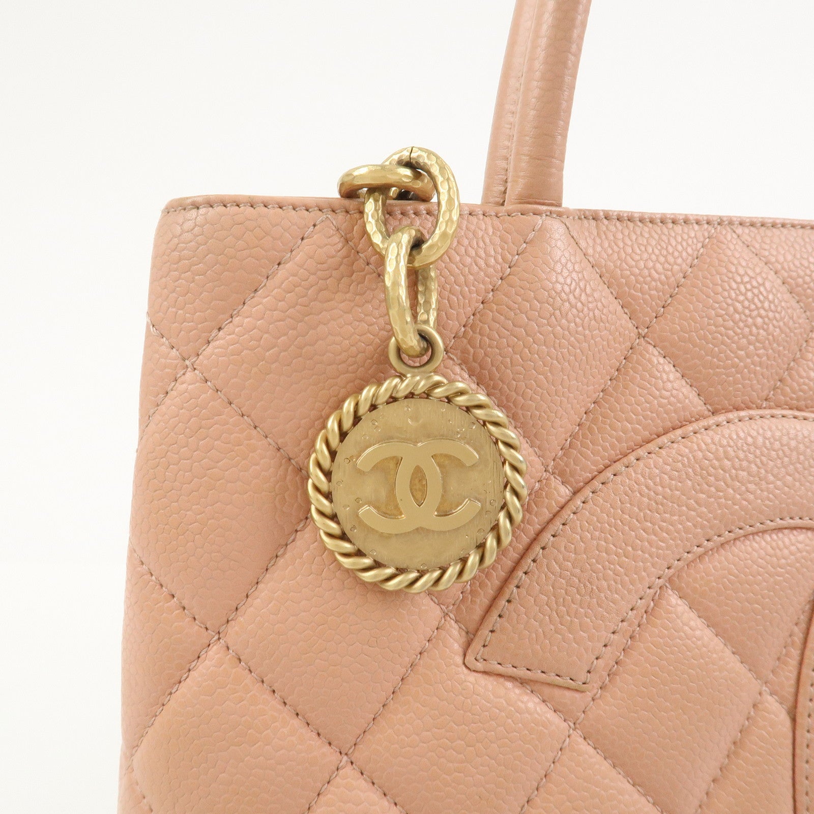 CHANEL Matelasse COCO Mark Medallion Tote Bag Hand Bag Pink A01804