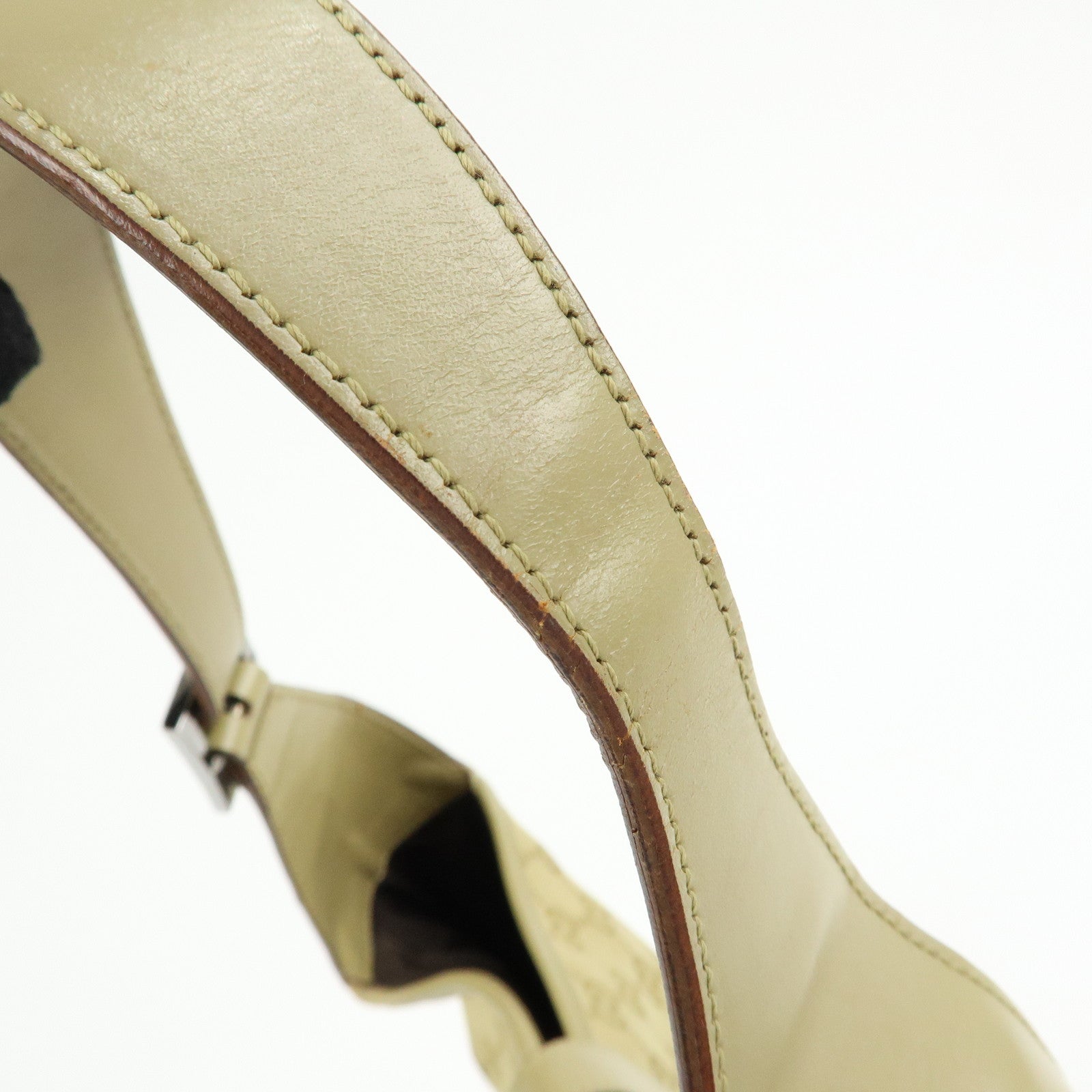 GUCCI Jackie Sherry GG Canvas Leather Shoulder Bag Khaki 00963