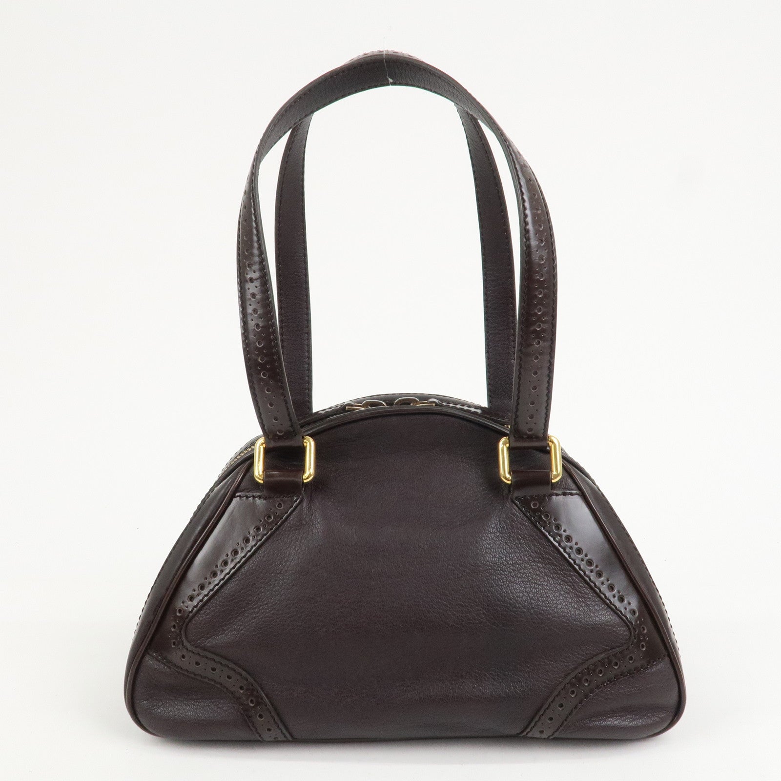 CELINE Tassel Leather Hand Bag Brown