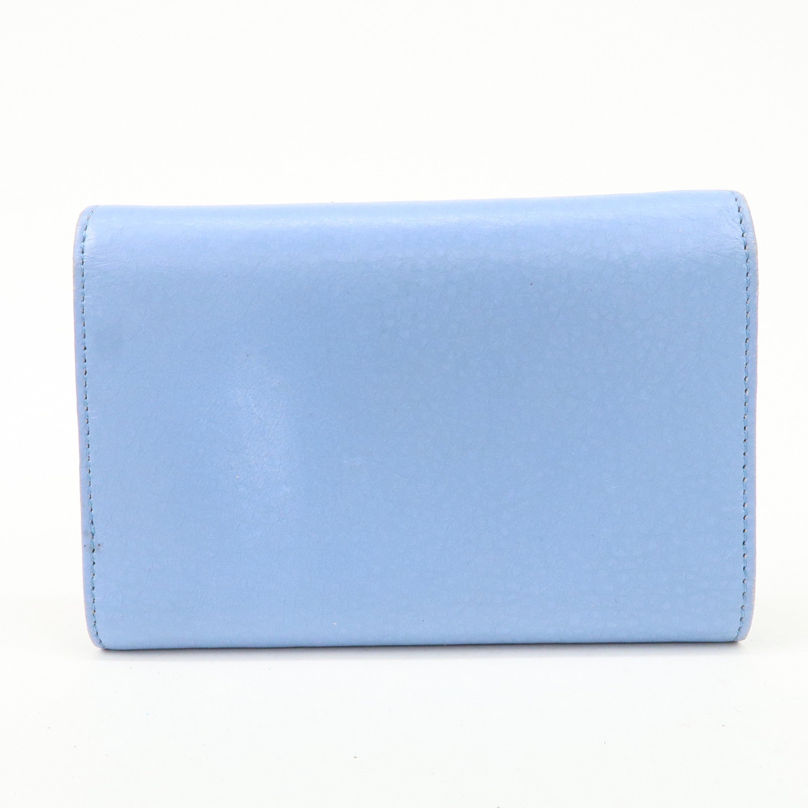 GUCCI Trifold Leather Wallet Blue Gold Hardware 346057 Used